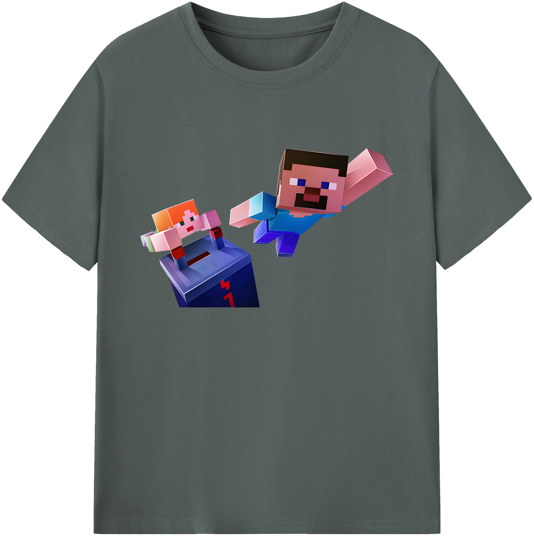 （画像用） マインクラフト ブロックの世界 Minecraft MC Block world 綿100％ メンズ半袖Tシャツ｜肌触りやわらか＆通気性
